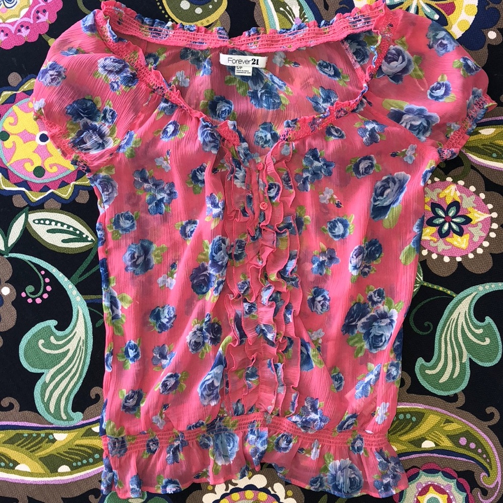 Sheer Pink flowered top